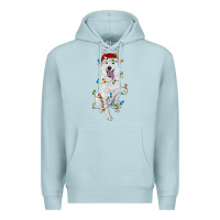 Blue Mist Christmas White Shepherd With Christmas Lights Premium Hoodie - RanaPortraitStore