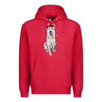 Cardinal Christmas White Shepherd With Christmas Lights Premium Hoodie - RanaPortraitStore