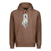 Chestnut Christmas White Shepherd With Christmas Lights Premium Hoodie - RanaPortraitStore