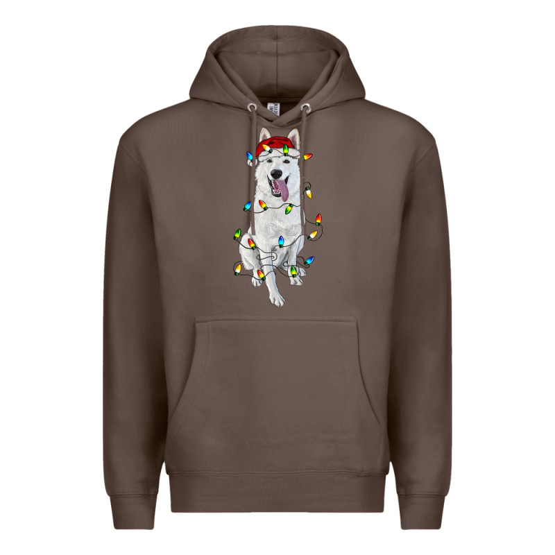 Christmas White Shepherd With Christmas Lights Premium Hoodie by RanaPortraitStore | Teevron