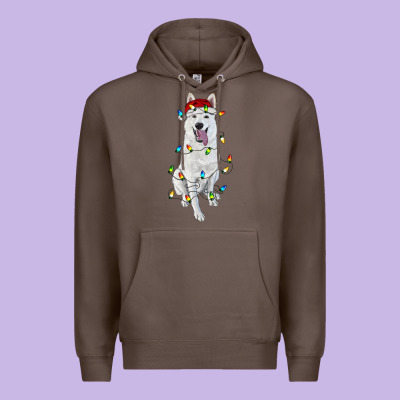 Premium Hoodie Christmas White Shepherd With Christmas Lights