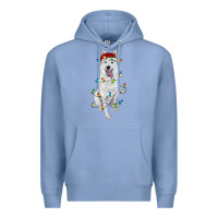 Colony Blue Christmas White Shepherd With Christmas Lights Premium Hoodie - RanaPortraitStore