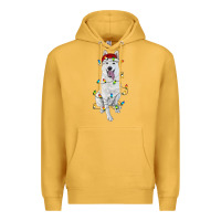 Mustard Christmas White Shepherd With Christmas Lights Premium Hoodie - RanaPortraitStore