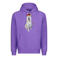 Purple Christmas White Shepherd With Christmas Lights Premium Hoodie - RanaPortraitStore