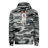 Slate Camo Christmas White Shepherd With Christmas Lights Premium Hoodie - RanaPortraitStore