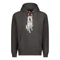 Smoke Christmas White Shepherd With Christmas Lights Premium Hoodie - RanaPortraitStore