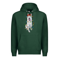 Sports Green Christmas White Shepherd With Christmas Lights Premium Hoodie - RanaPortraitStore