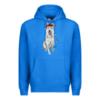 True Royal Christmas White Shepherd With Christmas Lights Premium Hoodie - RanaPortraitStore