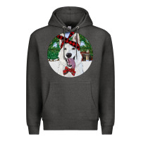 Charcoal Heather Christmas White Shepherd With Cowhide Premium Hoodie - RanaPortraitStore