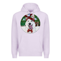Lilac Christmas White Shepherd With Cowhide Premium Hoodie - RanaPortraitStore