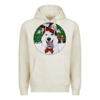 Oatmeal Heather Christmas White Shepherd With Cowhide Premium Hoodie - RanaPortraitStore