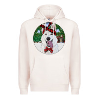 Pale Pink Christmas White Shepherd With Cowhide Premium Hoodie - RanaPortraitStore