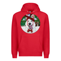 Red Christmas White Shepherd With Cowhide Premium Hoodie - RanaPortraitStore