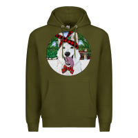 Army Green Christmas White Shepherd With Cowhide Premium Hoodie - RanaPortraitStore