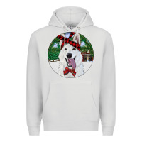 Dove Grey Christmas White Shepherd With Cowhide Premium Hoodie - RanaPortraitStore