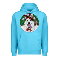 Ocean Blue Christmas White Shepherd With Cowhide Premium Hoodie - RanaPortraitStore