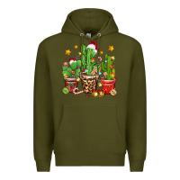 Army Green Christmas cactus Premium Hoodie - Zillion Design Studio