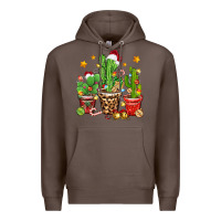 Coffee Christmas cactus Premium Hoodie - Zillion Design Studio