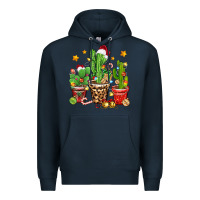 Navy Christmas cactus Premium Hoodie - Zillion Design Studio