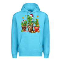 Ocean Blue Christmas cactus Premium Hoodie - Zillion Design Studio