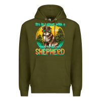 Army Green life is better with a australian shepherd Premium Hoodie - texasbilliewilder