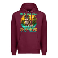 Burgundy life is better with a australian shepherd Premium Hoodie - texasbilliewilder