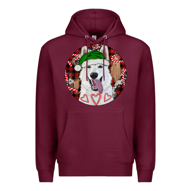 Christmas White Shepherd With Buffalo Plaid Premium Hoodie by RanaPortraitStore | Teevron