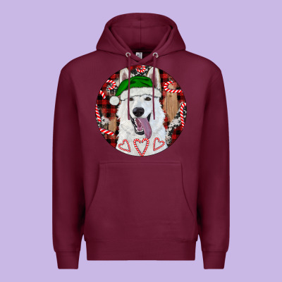 Premium Hoodie Christmas White Shepherd With Buffalo Plaid