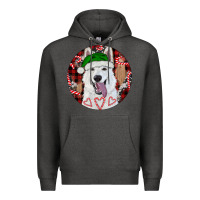 Charcoal Heather Christmas White Shepherd With Buffalo Plaid Premium Hoodie - RanaPortraitStore