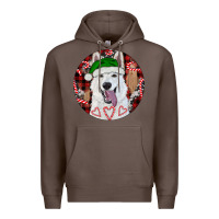 Coffee Christmas White Shepherd With Buffalo Plaid Premium Hoodie - RanaPortraitStore