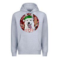 Heather Grey Christmas White Shepherd With Buffalo Plaid Premium Hoodie - RanaPortraitStore