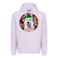 Lilac Christmas White Shepherd With Buffalo Plaid Premium Hoodie - RanaPortraitStore
