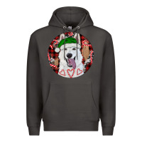 Smoke Christmas White Shepherd With Buffalo Plaid Premium Hoodie - RanaPortraitStore
