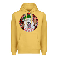 Antique Gold Christmas White Shepherd With Buffalo Plaid Premium Hoodie - RanaPortraitStore