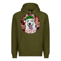 Army Green Christmas White Shepherd With Buffalo Plaid Premium Hoodie - RanaPortraitStore