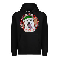 Black Christmas White Shepherd With Buffalo Plaid Premium Hoodie - RanaPortraitStore