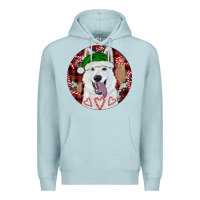 Blue Mist Christmas White Shepherd With Buffalo Plaid Premium Hoodie - RanaPortraitStore