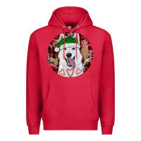 Cardinal Christmas White Shepherd With Buffalo Plaid Premium Hoodie - RanaPortraitStore