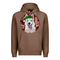 Chestnut Christmas White Shepherd With Buffalo Plaid Premium Hoodie - RanaPortraitStore