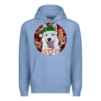 Colony Blue Christmas White Shepherd With Buffalo Plaid Premium Hoodie - RanaPortraitStore