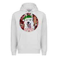 Dove Grey Christmas White Shepherd With Buffalo Plaid Premium Hoodie - RanaPortraitStore
