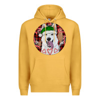 Mustard Christmas White Shepherd With Buffalo Plaid Premium Hoodie - RanaPortraitStore