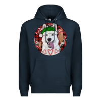 Navy Christmas White Shepherd With Buffalo Plaid Premium Hoodie - RanaPortraitStore