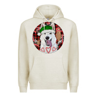 Oatmeal Heather Christmas White Shepherd With Buffalo Plaid Premium Hoodie - RanaPortraitStore