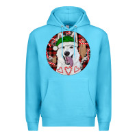 Ocean Blue Christmas White Shepherd With Buffalo Plaid Premium Hoodie - RanaPortraitStore