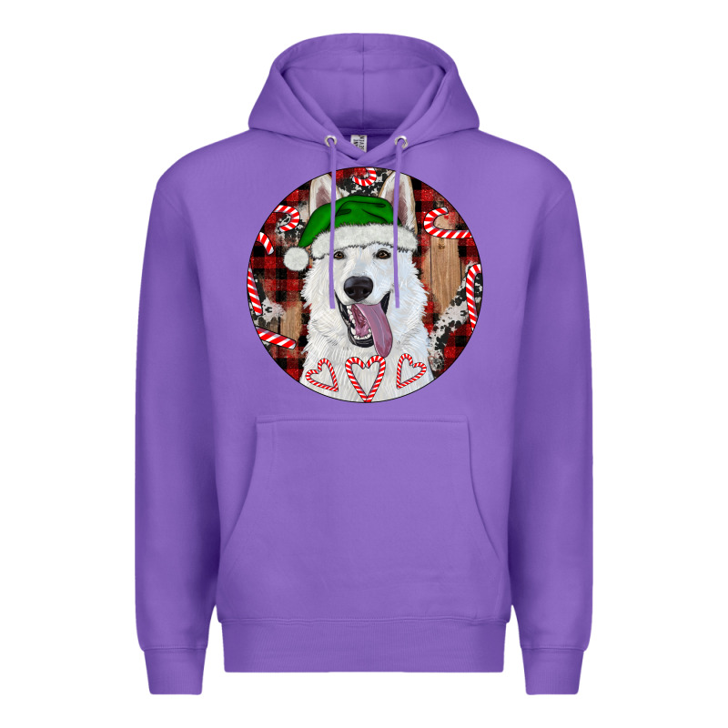 Christmas White Shepherd With Buffalo Plaid Premium Hoodie by RanaPortraitStore | Teevron