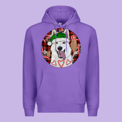 Premium Hoodie Christmas White Shepherd With Buffalo Plaid