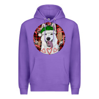 Purple Christmas White Shepherd With Buffalo Plaid Premium Hoodie - RanaPortraitStore