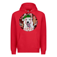 Red Christmas White Shepherd With Buffalo Plaid Premium Hoodie - RanaPortraitStore