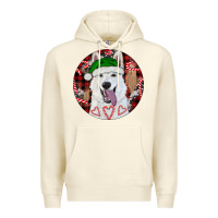 Sandshell Christmas White Shepherd With Buffalo Plaid Premium Hoodie - RanaPortraitStore